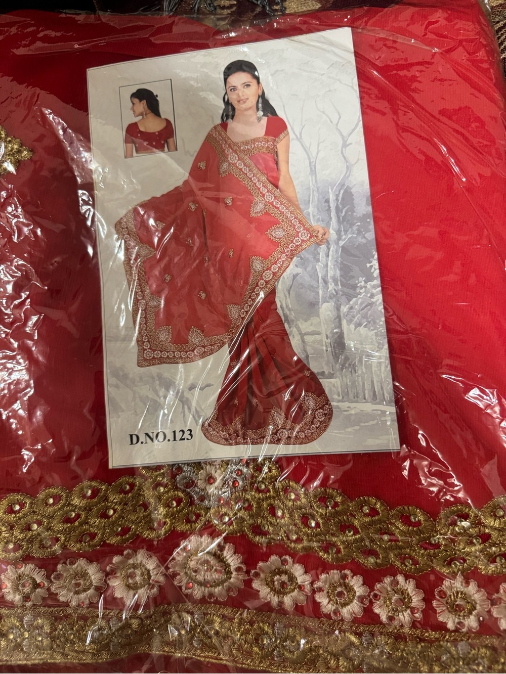 Red & Gold Embroidered Saree NWT Bridal